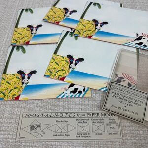 Vintage Paper Moon Postal Notes‎ Set of 8 Cow Summer Stationery Postcard